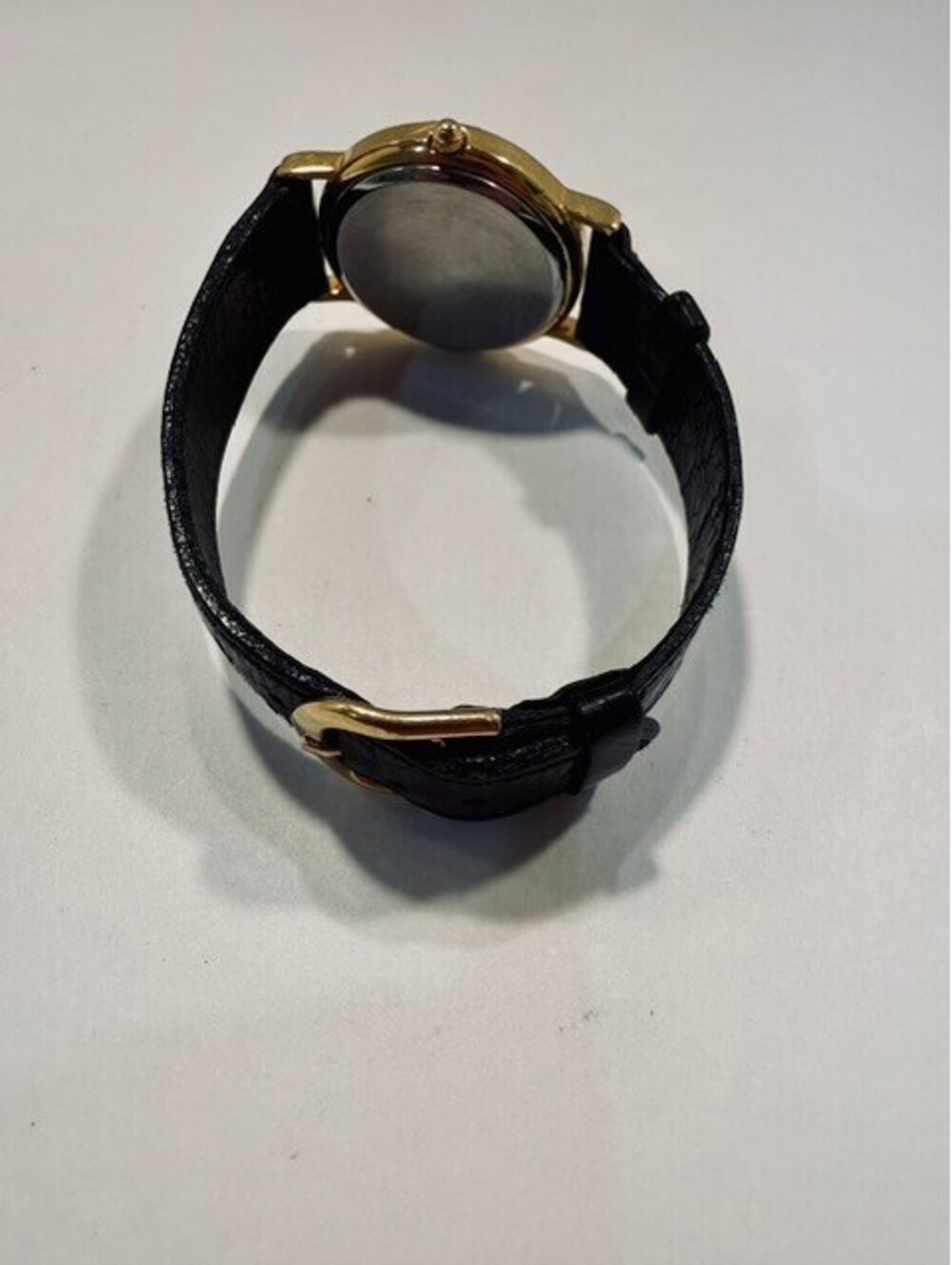 Vintage ESQ Movado Black Dial Gold Tone Swiss Quartz Dress Watch 300002 Leather - Picture 5 of 6
